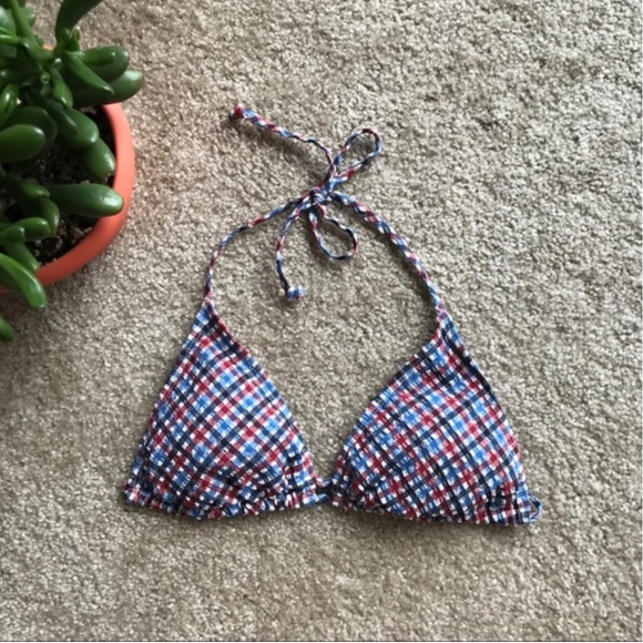 Old Navy Red, White and Blue Gingham Bikini Top - Picture 1 of 8